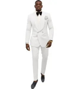ファッションビッグショールラペル3ピースセットピンクレッドブルーホワイトブラックウェディング花婿男性スーツ品質ジャカード宴会タキシードメンズスーツ