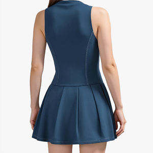 <b>Women's</b> Summer Sports Dress Tennis <b>Skort</b> Set Half Zipper Slim Fit Anti-Exposure Pleated <b>Skort</b> For Yoga Fitness - Product Image 1