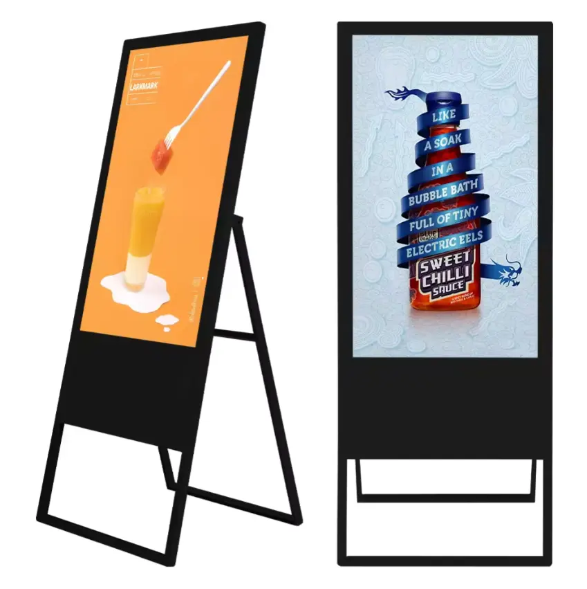 43 55 Inch Draagbare Lcd-Reclame Display Speeltoestellen Billboard Hd Touch Screen Kiosk Outdoor Mobiele Digitale Bewegwijzering