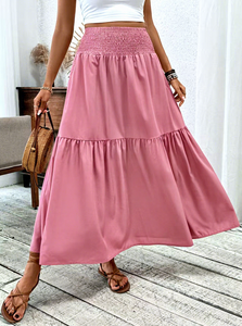Jupe longue plissée fluide taille haute élastique à imprimé floral vintage style bohème pour <span class=keywords><strong>femme</strong></span> – Collection Automne 2026 - Product Image 2