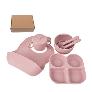 Vente flash : Ensemble de <span class=keywords><strong>couverts</strong></span> pour enfants, bavoirs pour bébés, bol à ventouse, assiette, vaisselle en silicone, ensemble de sevrage pour bébés - Product Image 1