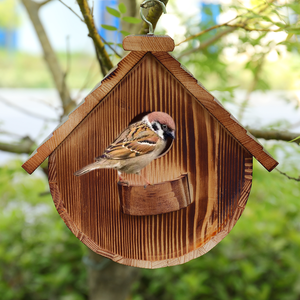 Natuurlijk Houten Modern Vogelnest Met Haken Multi-Functioneel Bespaar Ruimte Milieuvriendelijk Vogelhuisje Voor Honingraatontwerp In De Tuin - Product Image 3