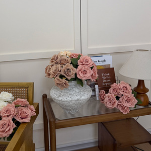 <b>Artificial</b> French Latte <b>Rose</b> Bouquet 30cm-100cm Silk Flower Vintage Home Decor for Wedding and Living Room - Product Image 1