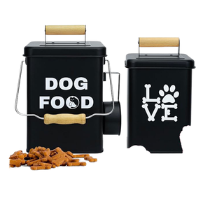 Black Modern Printing Metal Dog Treat <b>Storage</b> <b>Containers</b> Set of 2 for <b>Kitchen</b> Party Use - Product Image 1