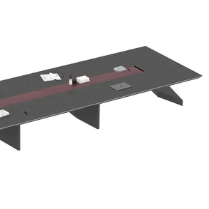 Desain 68016C ruang papan mebel kantor bisnis meja ruang konferensi dan kursi mewah kayu dan kulit menyesuaikan cat kerajinan