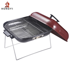 เตาถ่านตั้งโต๊ะขนาดเล็ก Hongyi แบบพกพา พับได้ สำหรับตั้งแคมป์ปิ้งกลางแจ้ง พร้อมฝาปิด สำหรับย่างเนื้อเสียบไม้และไส้กรอก - Product Image 3
