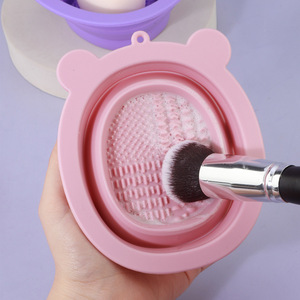Esponja de silicona plegable con orejas de oso para limpiar maquillaje, lavable, para herramientas cosméticas - Product Image 4