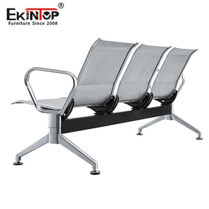 Silla de espera Ekintop de tres plazas de acero inoxidable con reposabrazos para uso público en hospitales y aeropuertos - Product Image 4