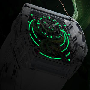 BONEST GATTI メンズ 自動巻き腕時計 防水 サファイア 夜光 スケルトン スネークダイヤル トノー型 機械式腕時計 - Product Image 4