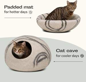 <span class=keywords><strong>Cat</strong></span> Cave Premium Filz Katzen bett für Innen katzen, hand gefertigte 100% Merinowolle (leichte Schattierungen) (mittel, hellgrau) - Product Image 3