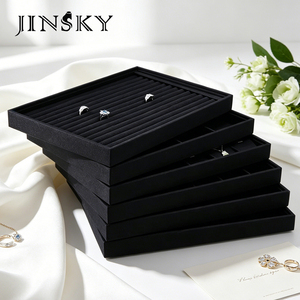 Plateaux de présentation de bijoux en velours de qualité supérieure, personnalisables avec logo, empilables, pour rangement de bijoux, inserts de tiroir de comptoir, ensembles en gros - Product Image 3