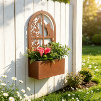 Vente en gros de fournitures de jardin : Jardinière murale en métal motif chat et papillon, décoration artistique en fer pour jardin et cour arrière