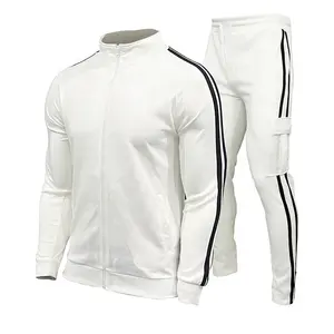 Lente Mannen Rits Trainingspak Stand Kraag Jas Broek Set Joggingbroek 2022 Twee Stuk Jogging Set Met Side Stripes Gym running Pak