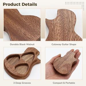 Caja de Almacenamiento para Púas de Guitarra de Madera, Forma de Corazón, Juego de Púas de Madera Maciza para Ukelele, Accesorios para Guitarra - Product Image 5