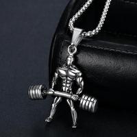 Olivia – collier d'haltères en acier inoxydable pour homme, accessoire de Fitness, de sport, de musculation, Punk, tendance