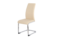 Chaise de salle à manger confortable en forme de Z avec revêtement en cuir et base plaquée