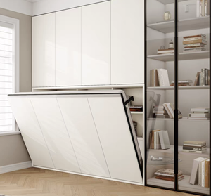 <span class=keywords><strong>Lit</strong></span> Murphy multifonctionnel moderne en bois, gain de place, avec mécanisme de basculement latéral et placard intégré - Product Image 2