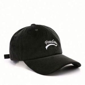 Casquette de baseball en velours côtelé à 6 panneaux avec logo brodé personnalisé en gros - Product Image 1
