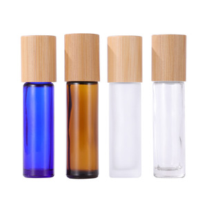 Botellas de Vidrio Grueso con Rodillo para Aceites Esenciales, 10 ml, Transparentes, Ámbar, Esmeriladas, con Tapas de Bambú, Vacías, en Existencia, al por Mayor - Product Image 1