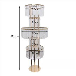XWLC Royal Diamond Luxueux Support à Fleurs en Métal Doré <span class=keywords><strong>et</strong></span> Acrylique en Forme de Grande Roue, Centre de <span class=keywords><strong>Table</strong></span> pour Mariage <span class=keywords><strong>et</strong></span> Anniversaire, Décoration de Gâteau en Anneau - Product Image 4