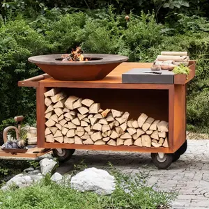 헤비 듀티 금속 숯 바베큐 정원 화재 구덩이 피크닉 코튼 스틸 흡연자 바베큐 그릴 야외