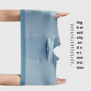 80-Count Modal &amp; Mulberry Silk Men's Mid-Rise Antibacterial Breathable Seamless <strong>Boxer</strong> <strong>Briefs</strong> ODM Supply - Product Image 2