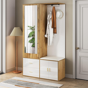 <span class=keywords><strong>Mueble</strong></span> de Entrada <span class=keywords><strong>con</strong></span> <span class=keywords><strong>Espejo</strong></span>, <span class=keywords><strong>Perchero</strong></span>, Banco para Zapatos, Cajón <span class=keywords><strong>y</strong></span> Organizador, Diseño de Ondas Blancas Personalizado al por Mayor - Product Image 3