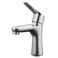Mitigeur de lavabo monocommande FEIDU en laiton poli, moderne et contemporain, pour eau chaude et froide, avec valve en céramique, à poser sur le comptoir
