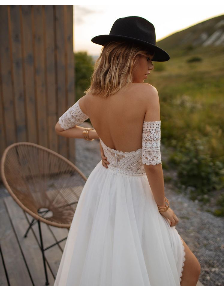 ivory and lace wedding dress Belle Ivory Wedding Dress with Pockets