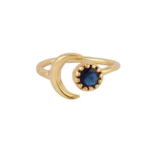 Bague en pierre de lune blanche bague en pierre précieuse plaquée or ronde bague en pierre précieuse bijoux conception à la main ensemble de broches bague en pierre précieuse réglable bijoux - Product Image 5