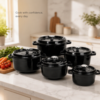 Cocotte en fonte émaillée Joho de 20 cm à 32 cm, ronde, antiadhésive, compatible four, vente en gros, fournisseur d'articles de cuisine OEM ODM