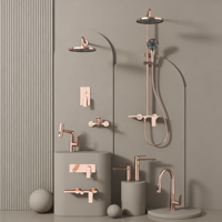 Ensemble de robinetterie de salle de bain et de douche de luxe en laiton brossé or rose, prix d'usine, vente en gros