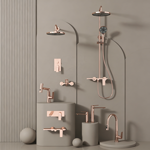 Ensemble de robinetterie de salle de bain et de <span class=keywords><strong>douche</strong></span> de luxe en laiton brossé or rose, prix d'usine, vente en gros - Product Image 1
