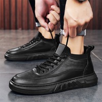 Chaussures de course noires pour hommes, nouvelle tendance mode outdoor, lacets, bout rond, PU imperméable, décontractées, antidérapantes, toutes saisons, OEM