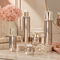 Lot de Bouteilles et Pots Cosmétiques Vides Haut de Gamme en Verre Doré Miroir pour Soins de la Peau – 30g, 50g, 40ml, 100ml, 120ml – en Plastique – Vente en Gros