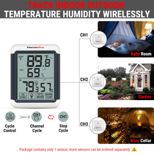 ThermoPro TP65C Hygromètre Thermomètre Sans Fil Intérieur/Extérieur avec Capteur à Distance Portée 150m Rétroéclairage Magnétique - Product Image 2