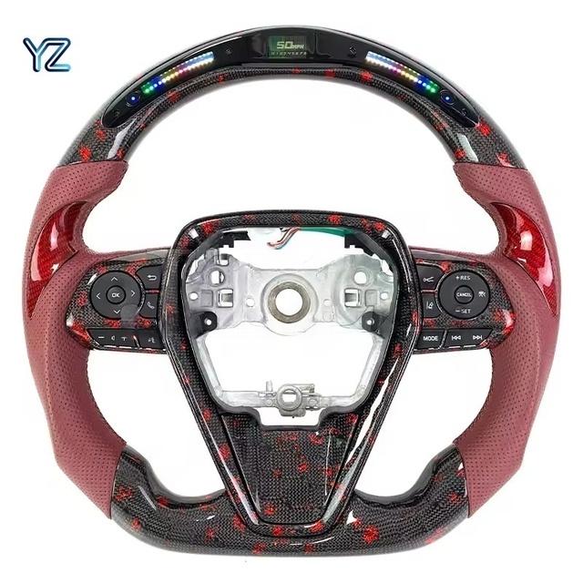 LED Display Forged Carbon Fiber Steering Wheel With Shift Paddles for Toyota Camry 2018-2024 Custom Racing Car Interior Upgrade