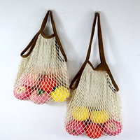 Katoenen mesh tas Moderne en eenvoudige multifunctionele fruit- en boodschappentas Geweven keukenopbergtas voor diverse ballen