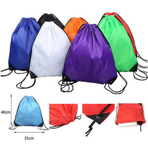 Hot Sale Promotion Waterproof 210d Polyester Fashion Soft Washable Foldable Eco-Friendly Drawstring Backpack Custom Logo