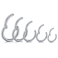 Anneau articulé clicker en acier inoxydable 316L pour piercing de nez, septum, lèvre, hélix, tragus, bijoux de corps tendance