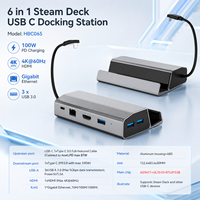 Base de Conexión 6 en 1 para Steam Deck, HDMI 4K+60Hz, PD de 100W, 3 Puertos USB 3.0 de 5Gbps, Soporte de Aluminio para Consola de Juegos Steam Deck