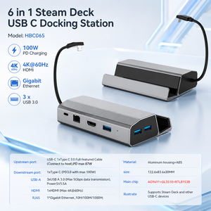 Station d'accueil 6-en-1 pour <span class=keywords><strong>Steam</strong></span> Deck, HDMI 4K+60Hz, PD 100W, 3 ports USB 3.0 5 Gbps, support en aluminium pour console de <span class=keywords><strong>jeu</strong></span> <span class=keywords><strong>Steam</strong></span> Deck - Product Image 2