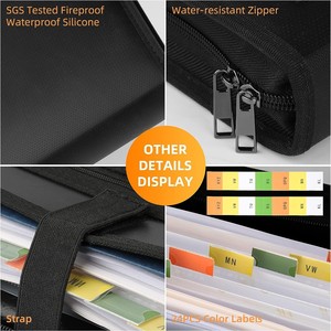 Organizador de archivos acordeón ignífugo expandible de 13 bolsillos con cremallera y pestañas para almacenamiento de documentos Carpeta de expansión ignífuga - Product Image 4