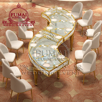 Tables serpentines de banquet en forme de S en acier inoxydable pour événements Table de mariage demi-ronde