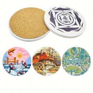Ensemble de sous-verres en liège absorbant personnalisés, carrés et ronds, protection de table, cadeau promotionnel d'entreprise - Product Image 3