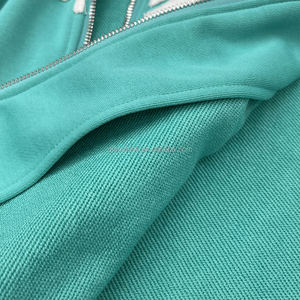 เสื้อฮู้ดผ้าฝ้ายผ้าเฟรนช์เทอร์รี่500จีเอสเอ็มมีซิปมีฮู้ดบุผ้าซาตินเย็บปะติดออกแบบได้ตามที่ต้องการมีซิปรูดขนาดใหญ่กว่าปกติ - Product Image 5