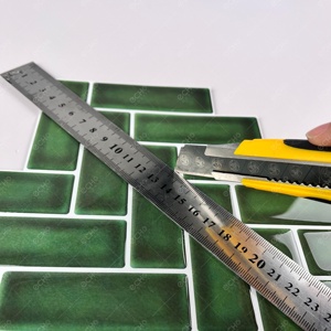Emerald Forest Green Herringbone 3D Peel and <strong>Stick</strong> <strong>Wall</strong> <strong>Tiles</strong> <strong>Stick</strong> <strong>on</strong> Backsplash for Kitchen <strong>Bathroom</strong> - Product Image 5