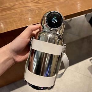 Wholesale 500ml Electroplated Bpa Free Steel Smart Straw Water Bottle with <b>Led</b> Temperature Display Sleeve and Strap Couple Cup - Product Image 3