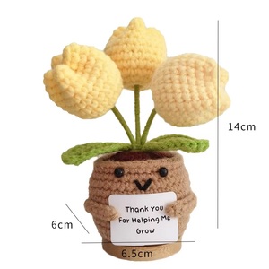 Pot de fleurs en crochet fait main avec poupée de soutien émotionnel, idéal pour offrir à des amis, à la famille, aux femmes et aux enseignantes - Product Image 6