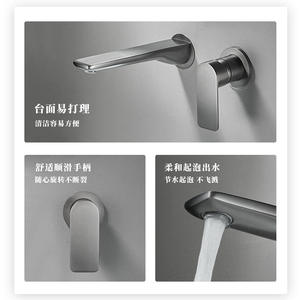 Grifo de lavabo de pared con una sola manija, válvula cerámica termostática para baño - Product Image 5